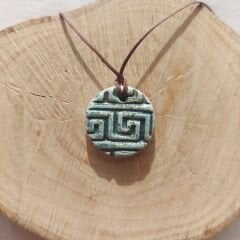 Turkuaz Meander Seramik Kolye