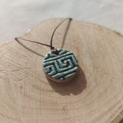Turkuaz Meander Seramik Kolye