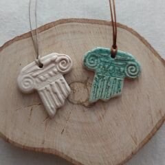 Antik Yunan Sütunu Seramik Kolye