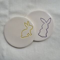 Tavşan Temalı 2'li El Yapımı Unique Seramik Bardak Altlığı