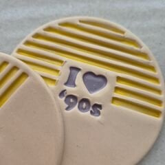 90s Temalı El Yapımı Seramik Bardak Altlığı 2 Adet