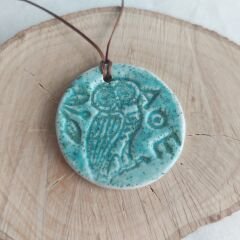 Athena'nın Baykuşu Seramik Kolye (Yeşil)