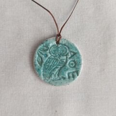 Athena'nın Baykuşu Seramik Kolye (Yeşil)