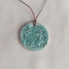 Athena'nın Baykuşu Seramik Kolye (Yeşil)