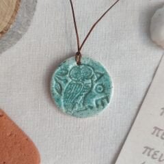 Athena'nın Baykuşu Seramik Kolye (Yeşil)