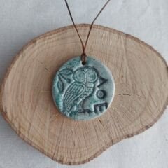 Athena'nın Baykuşu Seramik Kolye (Yeşil-Siyah)