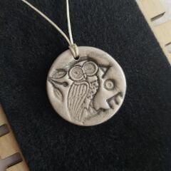 Athena'nın Baykuşu Seramik Kolye (Beyaz)