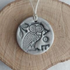 Athena'nın Baykuşu Seramik Kolye (Beyaz)