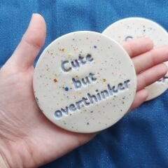 Cute But Overthinker 2'li Seramik Bardak Altlığı