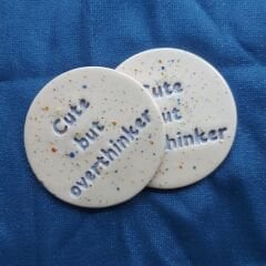 Cute But Overthinker 2'li Seramik Bardak Altlığı